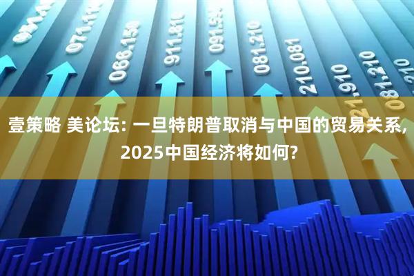 壹策略 美论坛: 一旦特朗普取消与中国的贸易关系, 2025中国经济将如何?