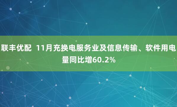 联丰优配  11月充换电服务业及信息传输、软件用电量同比增60.2%