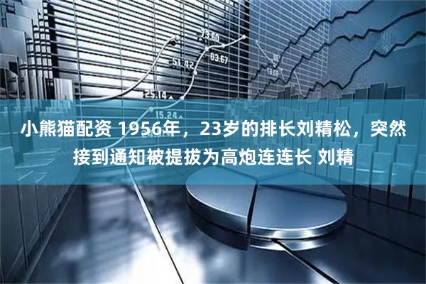 小熊猫配资 1956年，23岁的排长刘精松，突然接到通知被提拔为高炮连连长 刘精